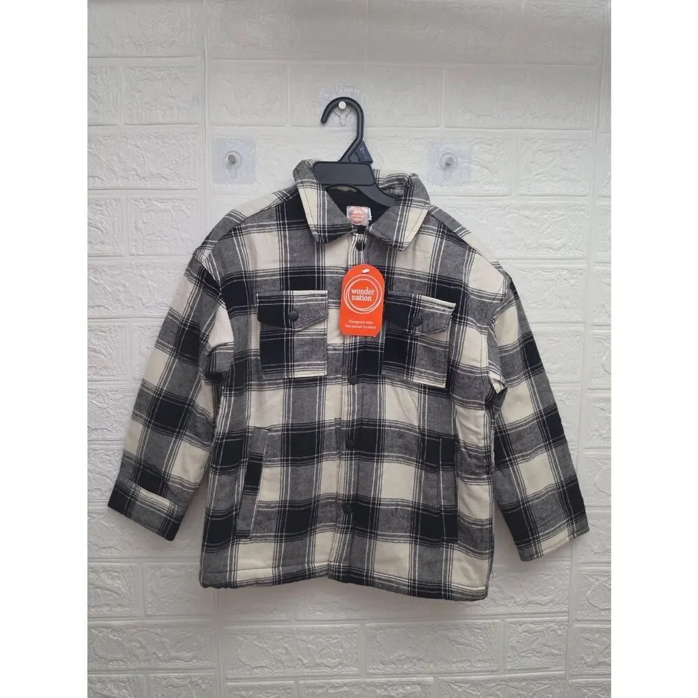 NWT Boys Wonder Nation XS 4/5 Sherpa-Lined Hoodie & Shacket Jacket Lot of 2 Warm